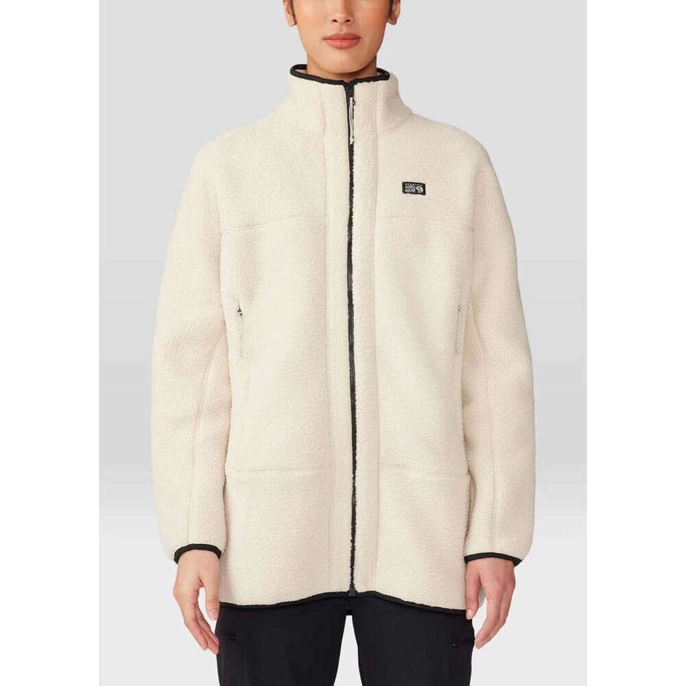 Mountain Hardwear Women's Cream Teddy Fleece Jacket with Black Trim